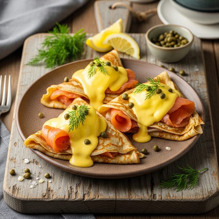 Luxurious Dutch Brunch: Crêpes with Hollandaise Sauce and Smoked Salmon